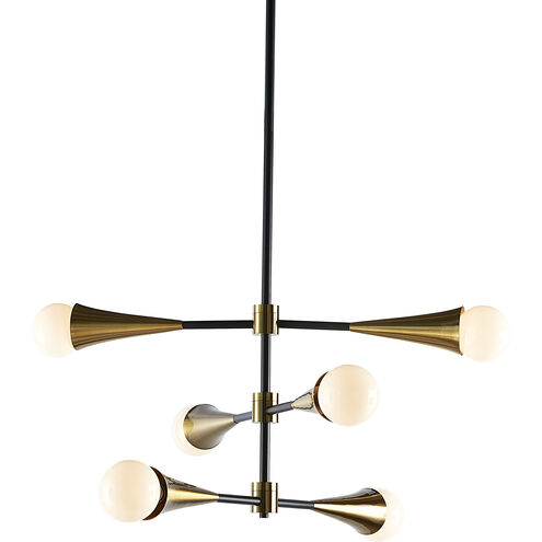 Elza 6 Light 35 inch Black / Brass / Black Chandelier Ceiling Light